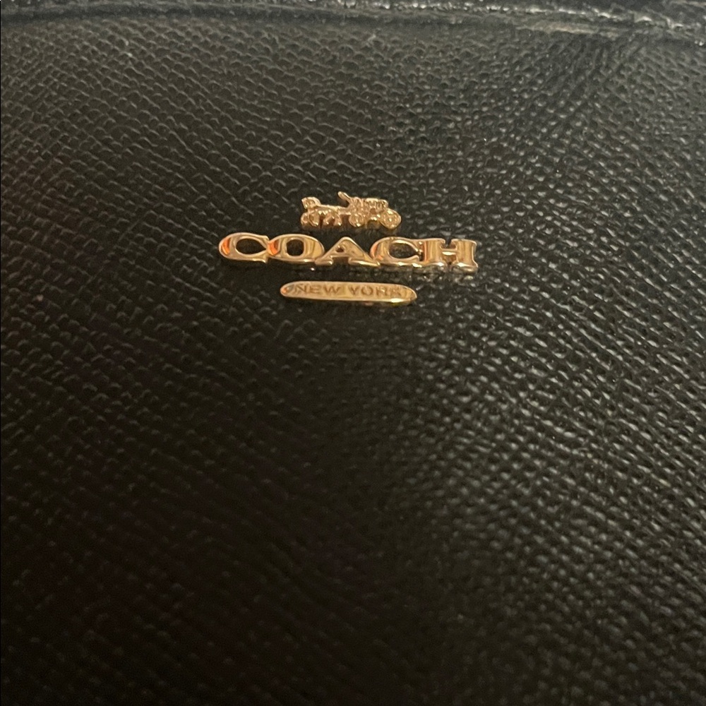 Coach Black Leather Tote with Gold Hardware - Picture 2 of 3